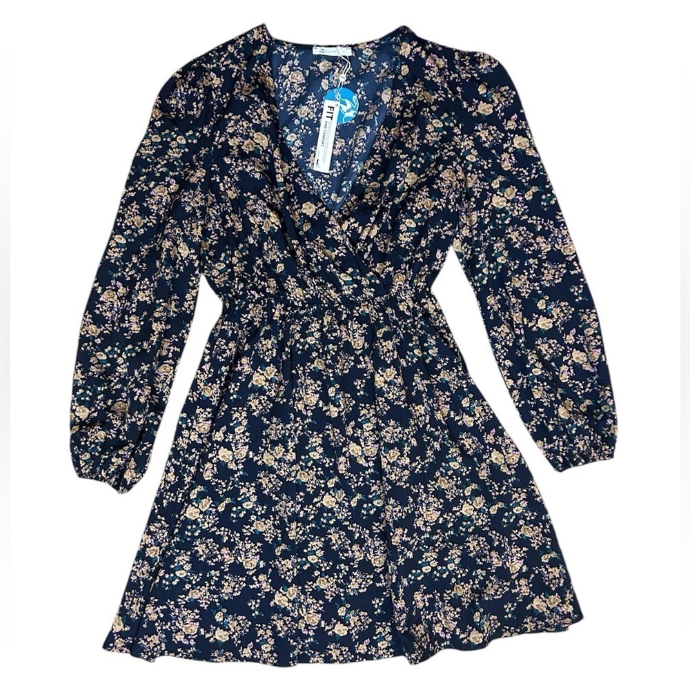 Cupshe Micro Floral Long Sleeve V-Neck Dress